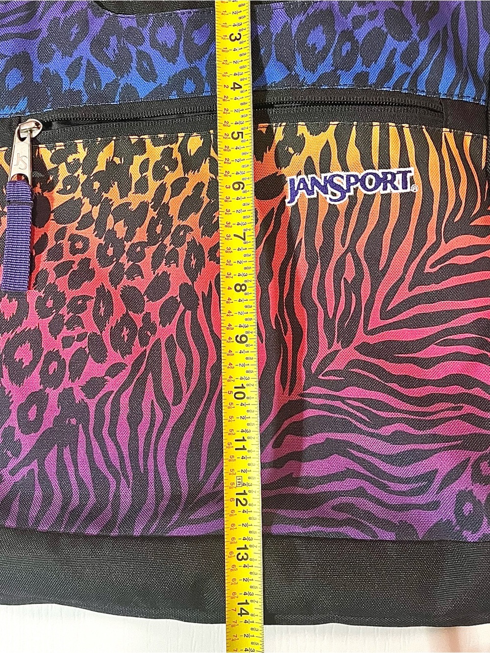 Jansport Rainbow Animal Print Tote in Purple Pink Orange Blue - Picture 3 of 8